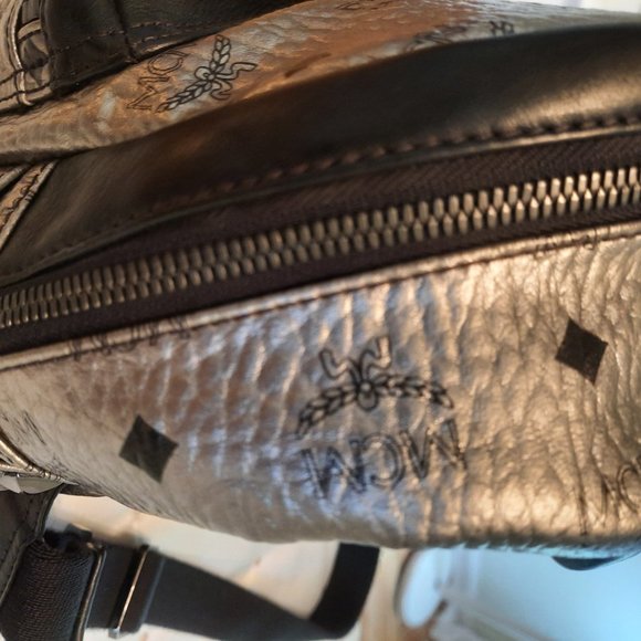 AUTHENTIC MCM SMALL SILVER/BLACK BACKPACK main image 7